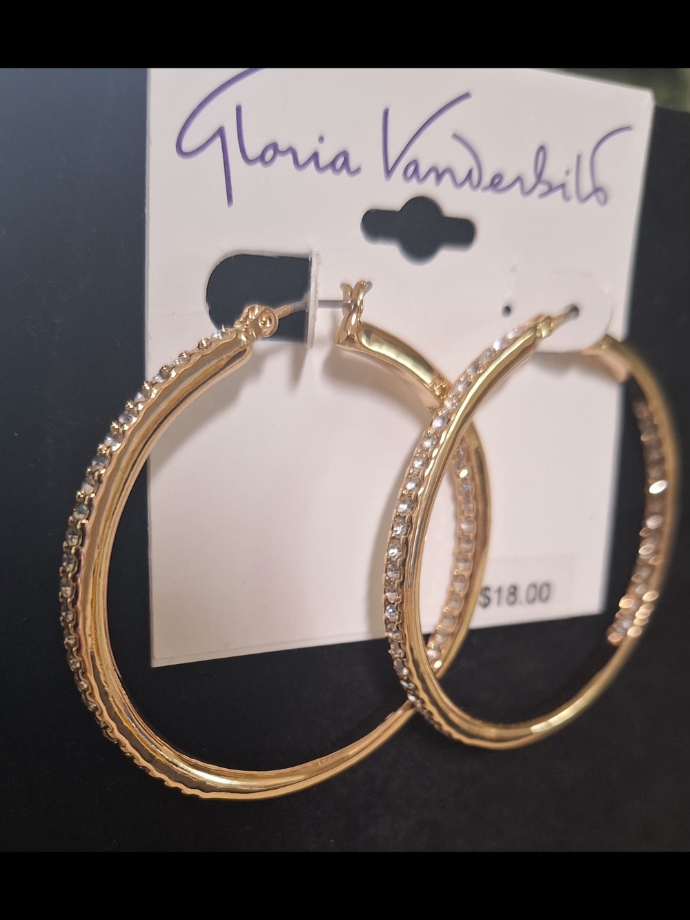 🇺🇸3/$15🇺🇲 Gloria Vanderbilt Gold Hoop Earrings with Crystal Accents